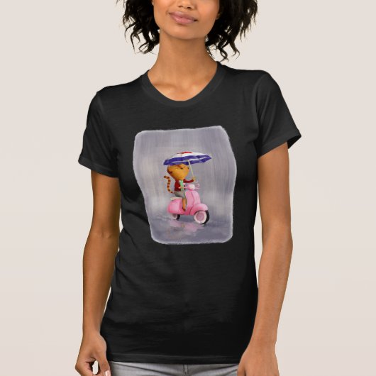 Classy Kitty Cat op roze scooter T-shirt (Voorkant)