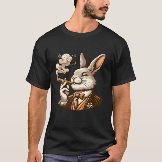Classy konijn roken sigaar dieren majestueuze rook t-shirt (Voorkant)