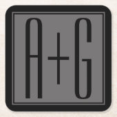 Classy Koppels Initialen | Zwart & Grijs Kartonnen Onderzetters (Voorkant)