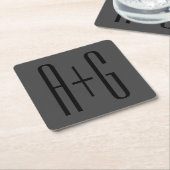 Classy Koppels Initialen | Zwart & Grijs Kartonnen Onderzetters (Schuin)