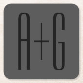 Classy Koppels Initialen | Zwart & Grijs Kartonnen Onderzetters (Voorkant)