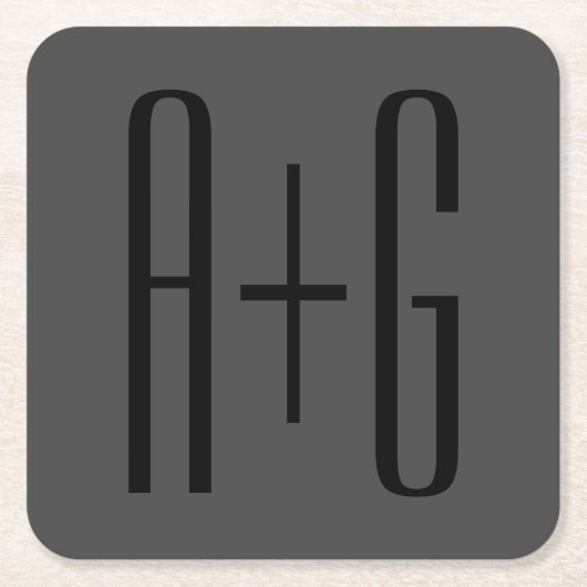 Classy Koppels Initialen | Zwart & Grijs Kartonnen Onderzetters (Voorkant)