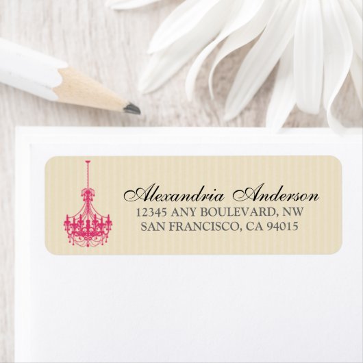 Classy kroonluchter retour adres label (fuchsia) (Insitu)