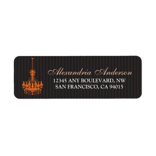 Classy kroonluchter retouradres label (sinaasappel (Voorkant)