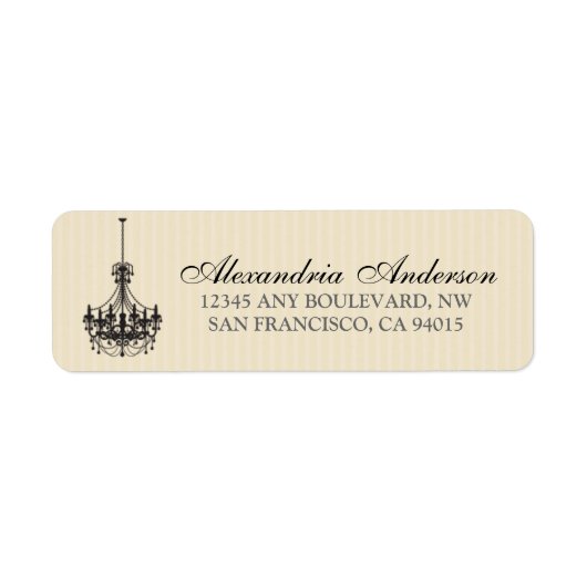 Classy Kroonluchter Retouradreslabel (zwart) Etiket (Voorkant)