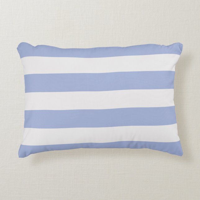 Classy Kustchic Lichtblauw Wit Strepen Accent Kussen (Voorkant)