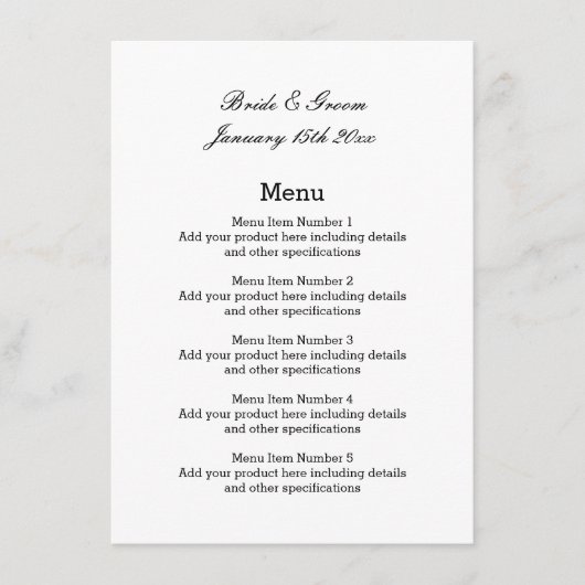 Classy kustthema bruiloft menu sjabloon (Voorkant)