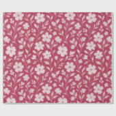 Classy laat bloemenkunstpatroon op donkerroze cadeaupapier (Vlak)