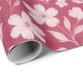 Classy laat bloemenkunstpatroon op donkerroze cadeaupapier (Rol Hoek)