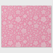 Classy laat bloemenkunstpatroon op heet roze cadeaupapier (Vlak)