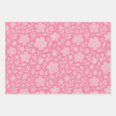 Classy laat bloemenkunstpatroon op heet roze inpakpapier vel (Voorkant)