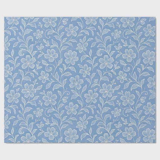 Classy laat bloemenkunstpatroon op lichtblauw cadeaupapier (Vlak)
