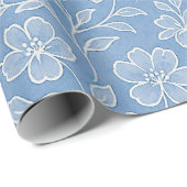 Classy laat bloemenkunstpatroon op lichtblauw cadeaupapier (Rol Hoek)