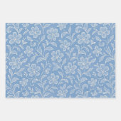 Classy laat bloemenkunstpatroon op lichtblauw inpakpapier vel (Voorkant)