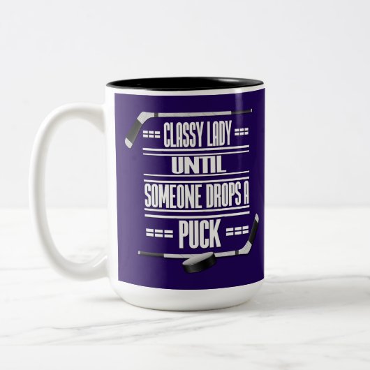 Classy Lady Hockey Humor Paars Tweekleurige Koffiemok (Links)