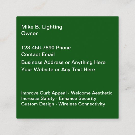 Classy landschapsverlichting vierkante visitekaartje (Achterkant)