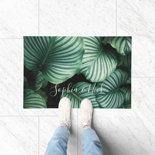 Classy Large Leaf Design, Jouw naam of tekst Deurmat (Binnen)