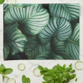 Classy Large Leaf Design, Jouw naam of tekst Theedoek (Gevouwen)