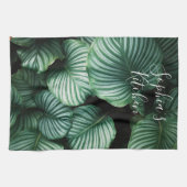 Classy Large Leaf Design, Jouw naam of tekst Theedoek (Horizontaal)