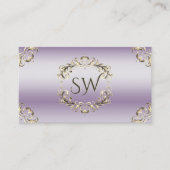 Classy Lavendel Gold  en Monogram Elegantie Visitekaartje (Voorkant)