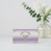 Classy Lavendel Gold  en Monogram Elegantie Visitekaartje (Staand voorkant)