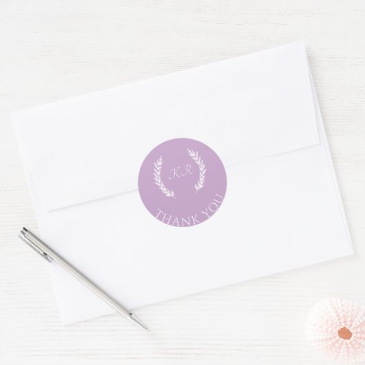 Classy Lavendel Paarse Bloemen Bruiloft Dank u Ronde Sticker (Envelop)
