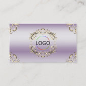 Classy Lavender Gold Logo-foto en QR-code Visitekaartje (Voorkant)