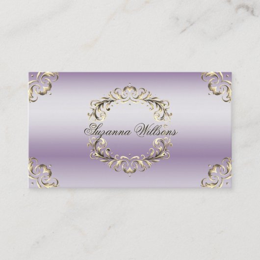 Classy Lavender Gold  met foto- en QR-code Visitekaartje (Voorkant)