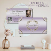 Classy Lavender Gold  met foto- en QR-code Visitekaartje