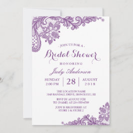 Classy Lavender Paars Modern Lace Vrijgezellenfees Kaart