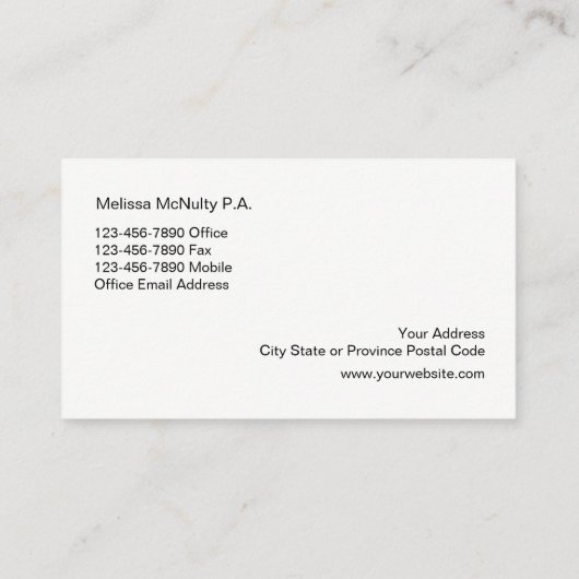 Classy Law Kantoor Design Visitekaartje (Achterkant)