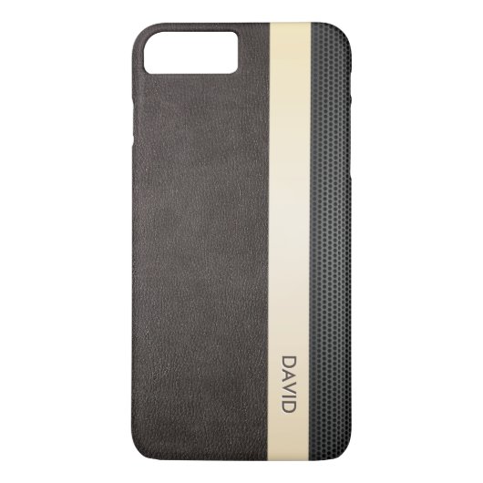 Classy Leather Gold Stripe - Aangepaste naam Case-Mate iPhone Case (Achterkant)