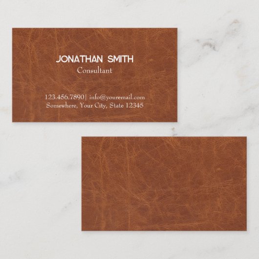 Classy Leather Texture Rustic Visitekaartje (Voorkant / Achterkant)