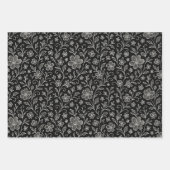Classy Leaves Floral Art Pattern On Gray And Black Inpakpapier Vel (Voorkant 3)