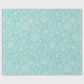 Classy Leaves Floral Art Pattern op Aqua Blue Cadeaupapier (Vlak)