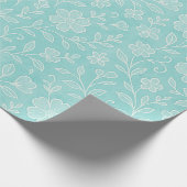 Classy Leaves Floral Art Pattern op Aqua Blue Cadeaupapier (Hoek)