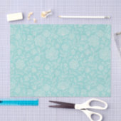 Classy Leaves Floral Art Pattern op Aqua Blue Tissuepapier (Craft)