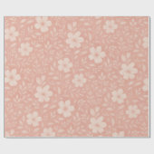 Classy Leaves Floral Art Pattern op Blush Pink Cadeaupapier (Vlak)