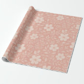 Classy Leaves Floral Art Pattern op Blush Pink Cadeaupapier (Uitgerold)