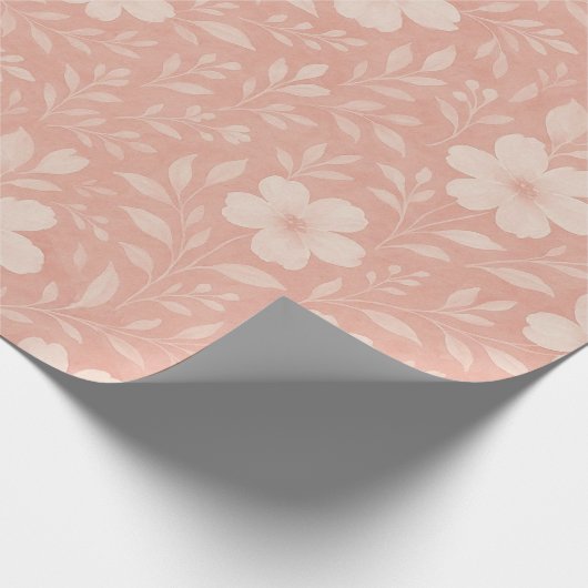 Classy Leaves Floral Art Pattern op Blush Pink Cadeaupapier (Hoek)