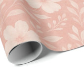 Classy Leaves Floral Art Pattern op Blush Pink Cadeaupapier (Rol Hoek)