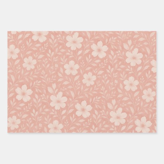 Classy Leaves Floral Art Pattern op Blush Pink Inpakpapier Vel (Voorkant)