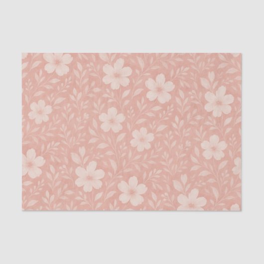 Classy Leaves Floral Art Pattern op Blush Pink Tissuepapier (Voorkant)