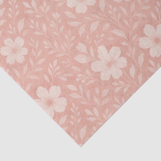 Classy Leaves Floral Art Pattern op Blush Pink Tissuepapier (Detail)
