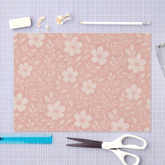 Classy Leaves Floral Art Pattern op Blush Pink Tissuepapier (Craft)