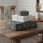 Classy Leaves Floral Art Pattern op grijs zwart Inpakpapier Vel