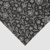 Classy Leaves Floral Art Pattern op grijs zwart Tissuepapier (Detail)