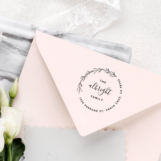 Classy Leaves Wreator Family Return-adres Zelfinktende Stempel