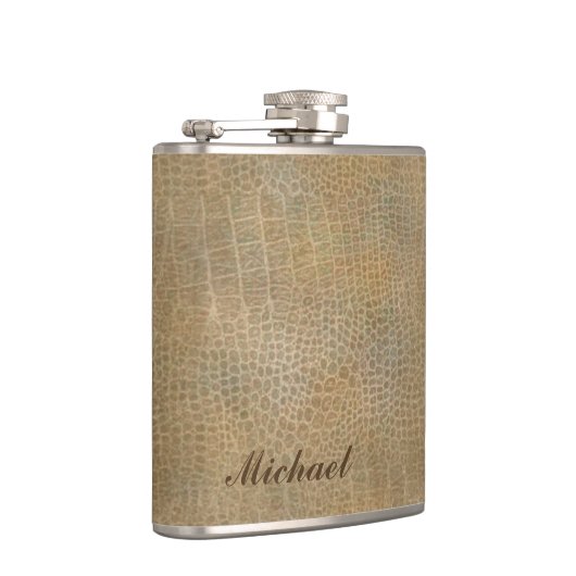 Classy lederen look mannelijk gepersonaliseerd No. Heupfles (Rechts)