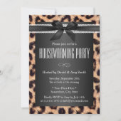 Classy Leopard Print Black Ribbon Housewarming Kaart (Voorkant)